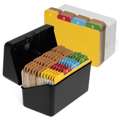 OFFILICIOUS Index Card Holder 3x5 Set – Heavy-Duty Index Card Organizer  Box with Dividers – 100 Ruled Index Cards 3x5, 25 Manila Dividers, 25  Plastic