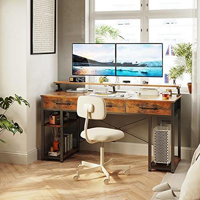 Modern Computer Desk with Storage Shelves & Drawers, Study Table