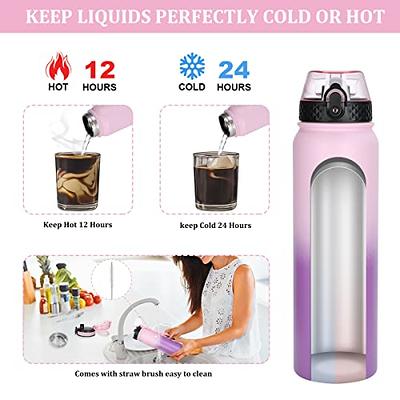 Insulated Water Bottle With Straw Lid & Spout Lid, - 32 oz - Vacuum  Insulated - Stainless Steel Reusable Water Bottle 