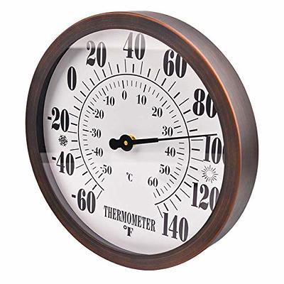 12 Indoor Outdoor Thermometer Decorative - Large Outdoor Thermometers for  Patio, Round Wall Thermometer with Stainless Steel Enclosure, No Battery  Needed Hanging Thermometer Outdoor (Bronze) - Yahoo Shopping