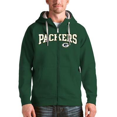 Women's Antigua Heathered Gray Green Bay Packers Victory Pullover Hoodie