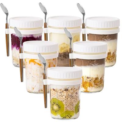 Mason Jars for Overnight Oats: 4 Pack Overnight Oats Containers with Lids  and Spoons - 16 oz Glass Food Storage Containers for Milk, Cereal, Fruit 