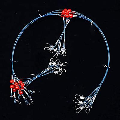 OROOTL Fishing Leader Wire Rigs Stainless Steel Wire Trace Leader Rigs  Saltwater Bottom Fishing Rig with Swivels Snaps Beads High Strength Surf