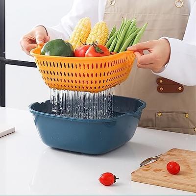 Drain Basket Double-Layer Vegetable Washing Basket Kitchen Basin