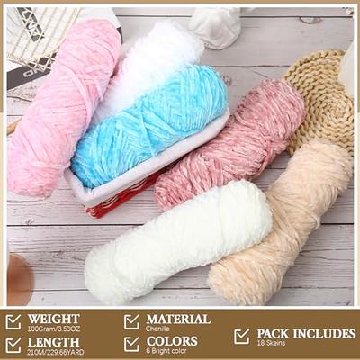 Chunky Yarn for Crocheting, Bright Colored Fluffy Chenille Yarn Knitting  Yarn Thick Yarn for Knitting Blanket Yarn for Crafts Supplies(Colorful)