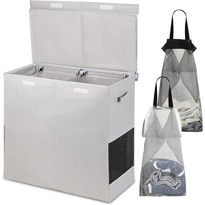 Large Laundry Hamper + 2 Innovative Removable Bags, 160L Hamper