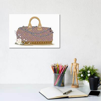 iCanvas Mauve And Gold Fashion Duffle Bag With Black Pearls & Roses by  Pomaikai Barron Canvas Print - Yahoo Shopping