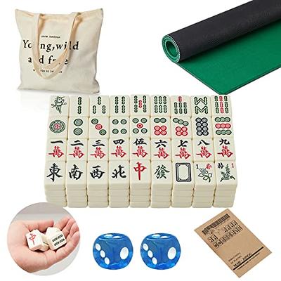 YINIUREN Chinese Mahjong Game Set 1.6-inch Mahjong Tile Set 144 Melamine Jade Mahjong Set