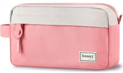 Sooez Big Capacity Pencil Pen Case, [Material Upgraded] Canvas Pencil Pouch  Large Pencil Bag Organizer, Separate Compartments Easy Grip Handle,  Aesthetic Supply for School Teens Adults, Pink - Yahoo Shopping