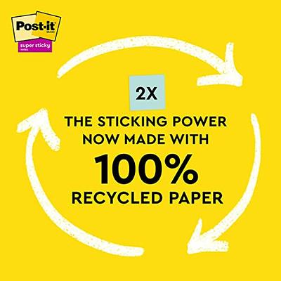 Post-it® Recycled Super Sticky Notes, 3 in x 3 in, Wanderlust