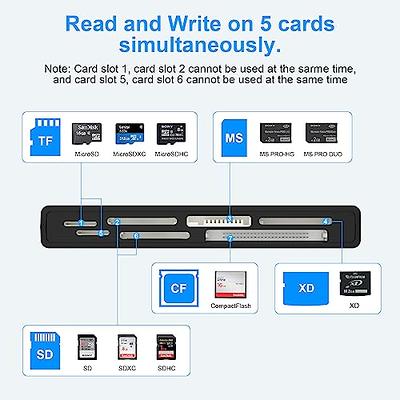 SD Card Reader USB Hub 3.0,8 in 2 Multi Memory Card Reader for SD TF CF XD  MS Micro SD Card USB C Card Reader 8 Port for SDXC SDHC CFI Micro SDXC/SDHC