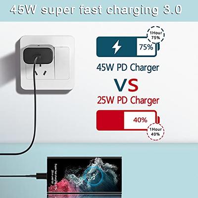 45W Super Fast Wall Charger & USB-C Cable for Samsung Galaxy S23 Plus/S23  Ultra