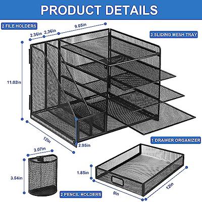 VIVSOL Grey Desk Organizer with Mesh File Holder, 4-Tier Office Supplies  Desk Organizers and Accessories with Sliding Drawers & Pen Holder, Desk  File Organizer and Storage for Office, School, Home - Yahoo