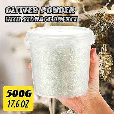 Yaomiao Christmas Decor Glitter Powder, 17.6oz/ 500g Iridescent Craft  Glitter Powder 1/24 1mm Nail Glitter with Bucket and Spoon for Epoxy Resin