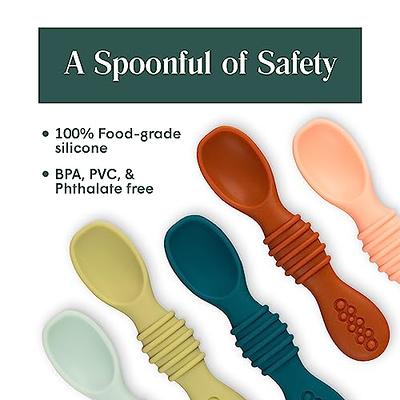 NumNum Pre-Spoon GOOtensils, Baby Spoon Set (Stage One + Stage Two), BPA  Free Silicone Self Feeding Utensil