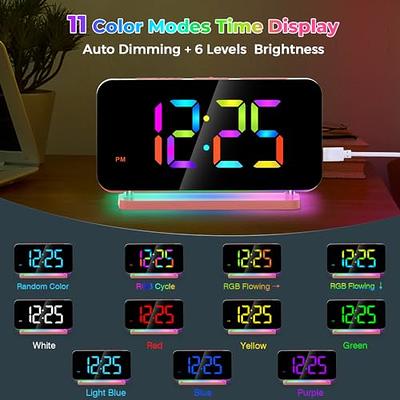 Digital Alarm Clock Large LCD Display Thermometer Smart Night Light Pink