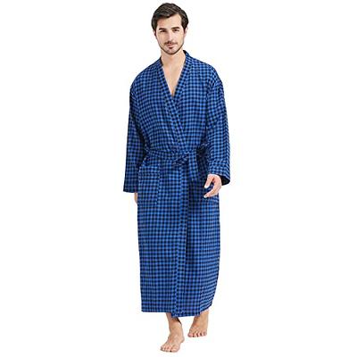 FashGudim Mens Buffalo Plaid 100% Cotton Flannel Shawl Collar Robe