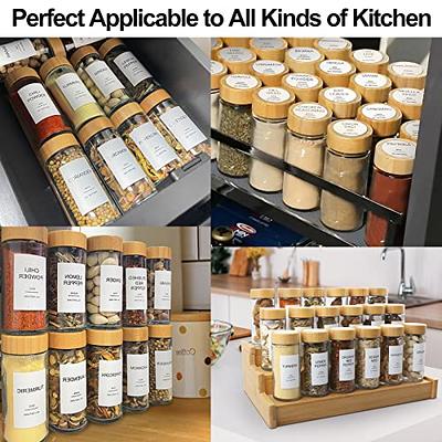 AISIPRIN 24 Pcs Glass Spice Jars with Bamboo Airtight Lids and 398 Labels,  4oz Empty Square Containers Seasoning Storage Bottles - Shaker Lids