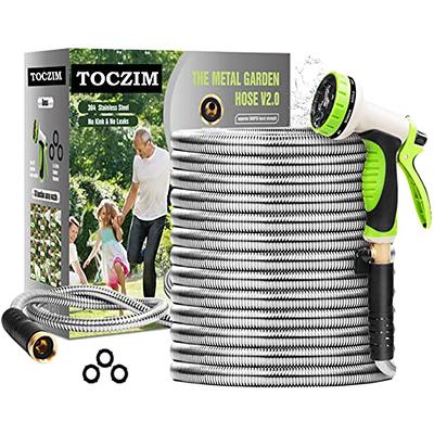 Titan Garden Hose 150ft - 304 Stainless Steel Metal Water Hose, Flexible, Kink-Free, Lightweight, Durable Crush Resistant Fittings, Easy to Coil