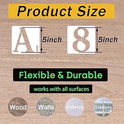 36 Pieces Large Letter Stencils Number Stencils Reusable Alphabet Stencils  Numbers Templates Art Craft Stencils for Wood Wall Rock Fabric Signage