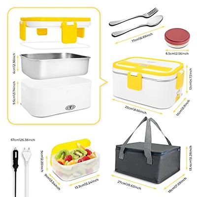 Aokoka Electric Lunch Box 75W Food Heater 12V 24V 110V Heated Lunch Boxes  for Adults, Portable Food Warmer Lunch Box for Car Home Work 1.8L Self