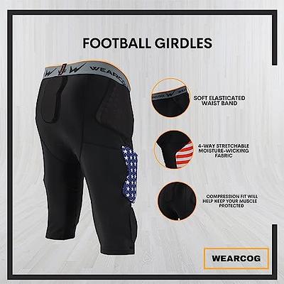 WEARCOG Premier Adult Football Girdle for Men's, 7 Padded Integrated  Football Pads with Hip, Tail, Thigh Pads and Cup Pocket