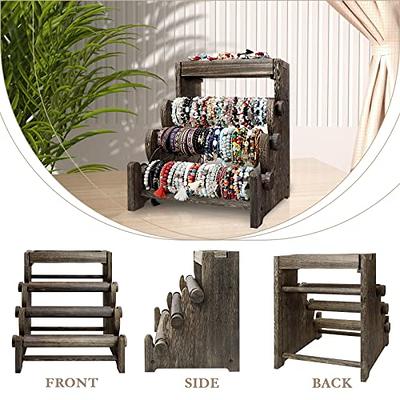 TOPNEW 4 Tier Wooden Bracelet Holder, Bangle Watch Necklace Display Storage  Jewelry Holder Stand Display Organizer, Brown