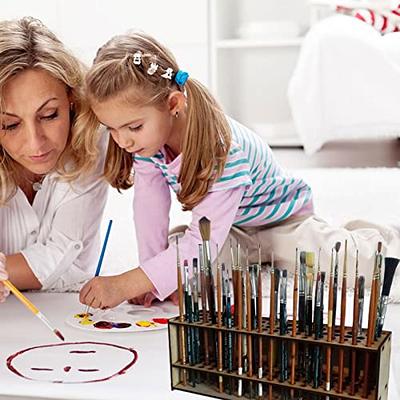 Paintbrush Organizer Wooden Markers Stand Holding Rack Desk Stand