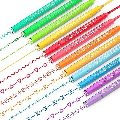 AECHY 12PCS Colored Dual Tip Pens with 10 Curve Shapes & 12 Colors for  Journaling and Note Taking
