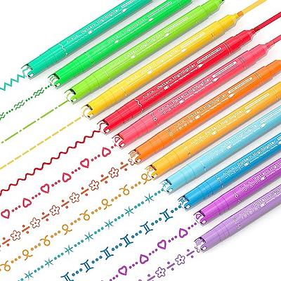 AOROKI 12 Colored Curve Highlighter Pen Set, 10 Different Shapes