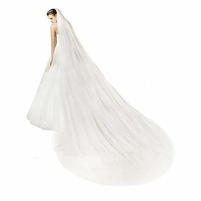 Wedding Veil Comb Bridal Cathedral Veil 1/2/3 Tier Drop Veil Wedding Hair  Comb for Brides 118 Inches