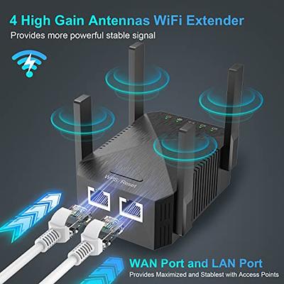 WiFi Range Extender, 1200Mbps Signal Booster Repeater Cover up to 2500  Sq.ft, 2.4 & 5GHz Dual Band WiFi Extender, 4 Antennas 360° Full Coverage Wireless  Internet Amplifier for Smart Home Devices 