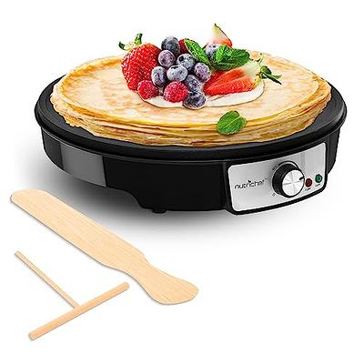 NutriChef 8 Inch Electric Nonstick Griddle Crepe Maker Hot Plate Cooktop,  Black 