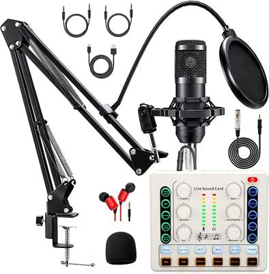 SINWE Podcast Microphone Bundle, BM-800 Condenser Mic with Live Sound Card  Kit, Podcast Equipment Bundle with Voice Changer and Mixer Functions for  PC, studio pc 