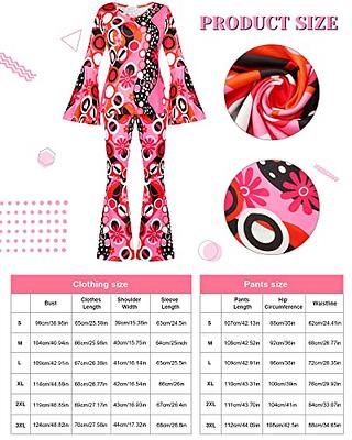 Haysandy 70s Outfit Women Disco Hippie Costume Accessories Pink Peace Disco  Bottom Boho Pants for Carnival Halloween Cosplay(M) - Yahoo Shopping