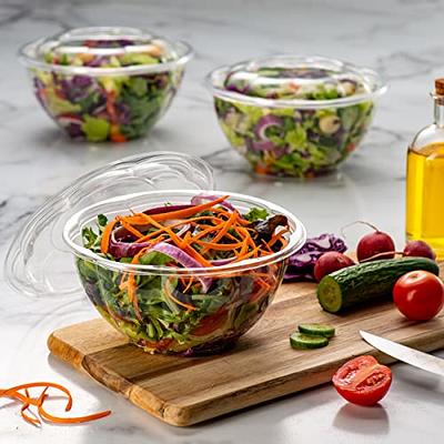 Plastic Salad Bowls (50 Count) 32 Oz. Disposable Salad Bowls with Lids -  To-Go Container With Airtight Lids 