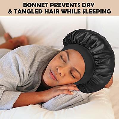 Silk Night Sleeping Cap Bonnet with Comfort Elastic Band