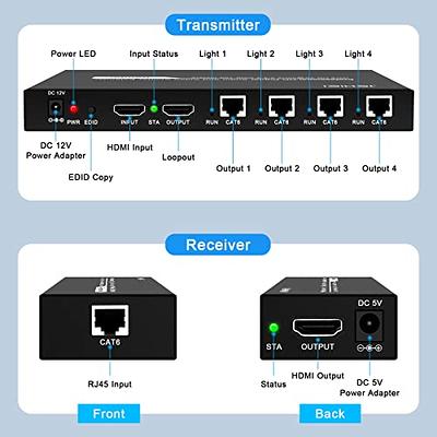 HDMI Extender Splitter 1 x 4, JCHICI 4K@30Hz 100M(328fts) HDMI Extender  Over Cat5e/6 with Loopout and EDID Copy Function, Lossless Transmission and  Zero Latency, Support 3D - Yahoo Shopping