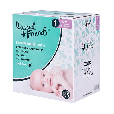 Rascal + Friends Premium Diapers, Size 1, 38 Count