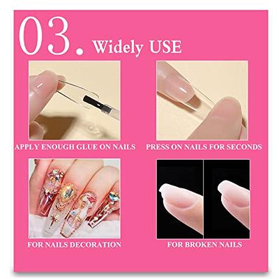 Nail Rhinestone Glue Gel with Brush Pen Set, 38ml Clear Super Strong  Adhesive for Nail Decorations