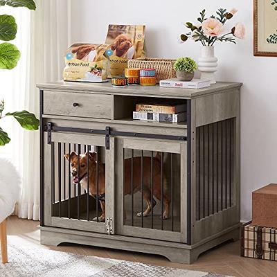 Large Dog Crate Furniture Kitchen Pantry with Storage, Wooden Dog