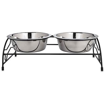 EveryYay Dining In White Wood Elevated Double Diner Dog Feeder, 7