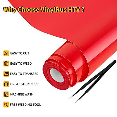 VinylRus Heat Transfer Vinyl-12” x 35ft Red Iron on Vinyl Roll for Shirts,  HTV Vinyl for Silhouette Cameo, Cricut, Easy to Cut & Weed