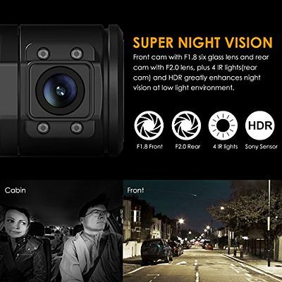 Dash Cam Front and Rear Camera, Otovoda 3Inch Screen WiFi Dash cam,  2.5K+1080P Dash Camera for Cars, Dashboard Camera with Free 64GB SD Card,  Type-C Port, Parking Monitor, Super Night Vision 