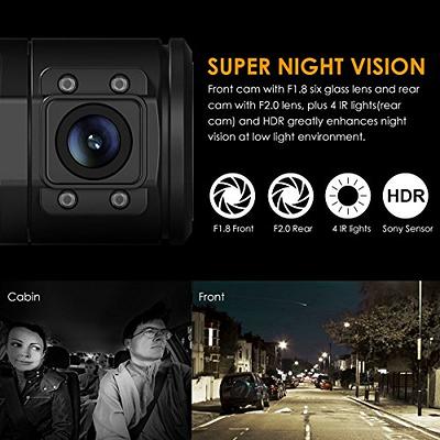 Vantrue E3 2.5K 3 Channel WiFi Dash Cam, 1944P+1080P+1080P Front and