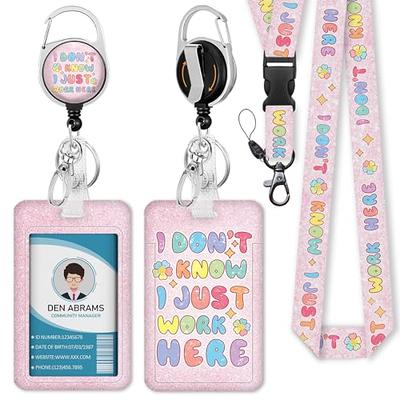 ID Badge Holder with Lanyard and Retractable Badge Reel Clip, Cute Funny  Sloth Flowers Card Name Tag Lanyard Vertical ID Protector Bage Clips for