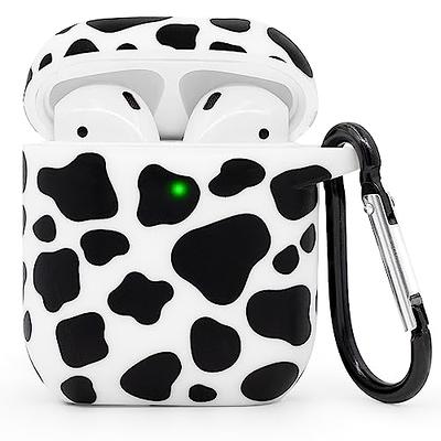 Airpod Case Soft Silicone Flexible Skin Cow Print, YOMPLOW AirPods Case Cover for Apple AirPods 2&1 Cute for Girls with Keychain (Cow)