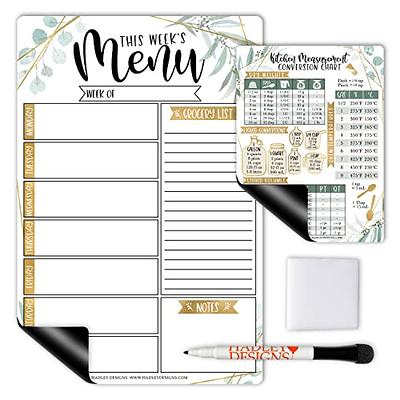 Magnolia Magnetic Dry Erase Board for Refrigerator - Meal Planner, Weekly  Dinner Menu Board for Kitchen Conversion Chart Magnet, Grocery List - Yahoo  Shopping