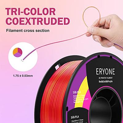 ERYONE Silk Tri-Color Coextrusion PLA Filament,3D Printer 1.75mm,+/-0.03mm, Triple  Color Filament 1KG(2.2lbs), Silk Red,Gold and Purple - Yahoo Shopping