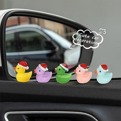 50 Pcs Mini Christmas Ducks Cute Tiny Resin Ducks with Santa Hat